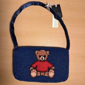 Viral Hand-Beaded Teddy Bear Shoulder Bag NWT